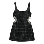 Mandotos chic off-shoulder mini dress in lightweight fabric with ruffle details and fitted waist for a stylish summer look.