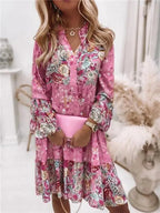 Mandotos chic pleated long sleeve dress with elegant design and flowing fabric, perfect for stylish occasions.