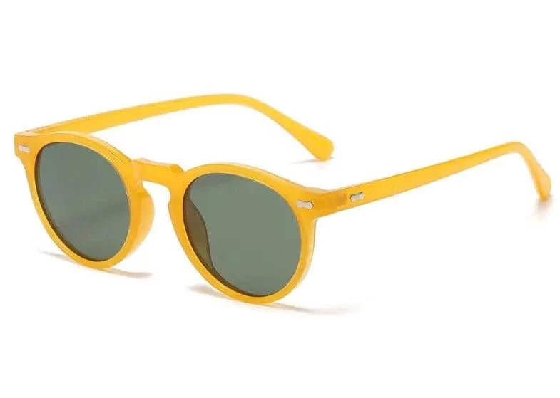 Mandotos chic round UV-block sunglasses with dark tinted lenses and stylish metal frames, perfect for sun protection and fashion.