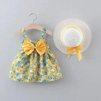Chic toddler girl summer duo dresses by MANDOTOS, featuring colorful lightweight fabrics and playful designs for warm weather.