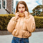 Mandotos chic winter PU leather jacket featuring a stylish design, perfect for cold weather, with a smooth leather finish.