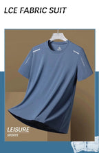 Mandotos men's quick dry running T-shirt, size M, breathable outdoor sports tee for hiking, fishing, and summer activities.