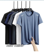 MANDOTOS men's quick dry running T-shirt, size M, breathable outdoor sports tee for hiking, fishing, and summer activities.