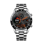 Mandotos Circle Elite Smart Watch with round display, black band, and fitness tracking features on a white background.