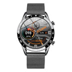 Mandotos Circle Elite Smart Watch with round touchscreen display and sleek black band, fitness tracking features.