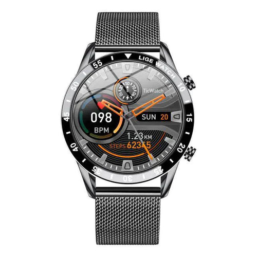 Mandotos Circle Elite Smart Watch with round touchscreen display and sleek black band, fitness tracking features.