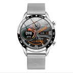 Mandotos Circle Elite Smart Watch with round display, fitness tracking, and sleek black band on a white background.
