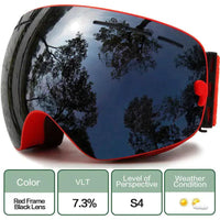 Mandotos ClearView anti-fog ski goggles with adjustable strap and tinted lens, designed for clear vision on the slopes.