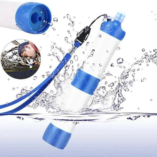 Mandotos compact travel water filter with straw and carrying case, designed for portable clean drinking water on the go.