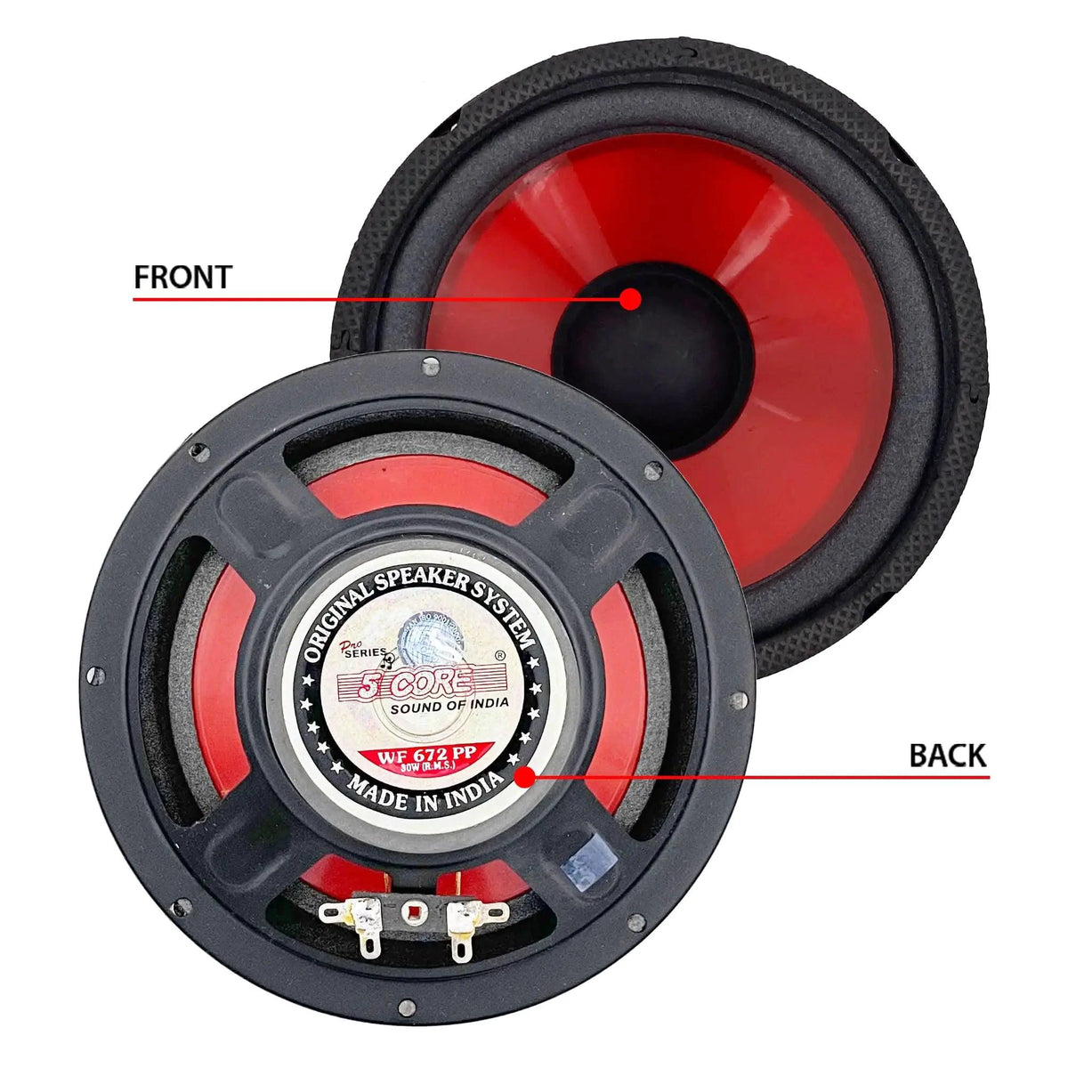 Mandotos CoreBass 6-inch 300W car subwoofer with sturdy black enclosure and dual voice coils for powerful bass sound.