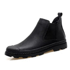 Mandotos Cozy Leather Footwear showcasing stylish brown leather shoes with stitching detail and comfortable design.