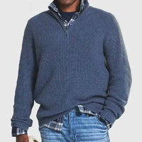 Mandotos cozy zip-up knit sweater in soft fabric, featuring a front zipper and ribbed cuffs for a comfortable fit.