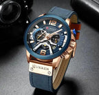 Mandotos Curren Chono 2022 Lux Watch with black dial, silver stainless steel band, and chronograph features.