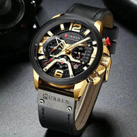 Mandotos Curren Chono 2022 Lux Watch with silver dial, black strap, and chronograph features, stylish men's wristwatch.