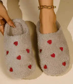 Mandotos Cushy Heart Top Fluffy Slippers with soft, plush material and heart design for cozy comfort.