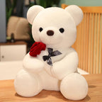Mandotos 23-45cm plush teddy bear hugging roses, soft stuffed animal doll perfect for birthdays, Valentine's Day, or gifts for her.