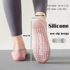 Mandotos women's yoga socks with non-slip grips, straps for balance, ideal for Pilates, Barre, ballet, dance, and barefoot workouts.