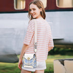 Mandotos women's crossbody bag with pearl chain, cute princess wallet design, summer style, classic shoulder bag for girls and women.