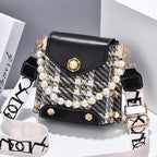 Mandotos women's crossbody bag with pearl chain, cute princess wallet, classic shoulder style, perfect for summer phone carrying.