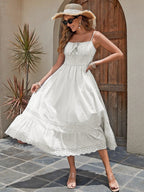 Mandotos French Romantic Cotton Maxi Dress for summer, featuring flowing fabric and elegant design, perfect for warm weather wear.
