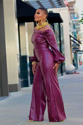 Mandotos Glamourista women's trendy leather suit in chic, confident style, featuring tailored fit and stylish design.