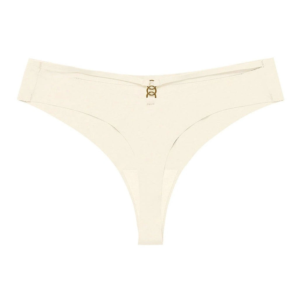 Mandotos Ice Silk G-String Thong Set for Women with seamless low-waist design and hollow out T-back, comfortable and sexy lingerie.
