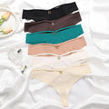 Ice Silk G-String Thong Set for Women by MANDOTOS, seamless low-waist lingerie with hollow-out T-back design.