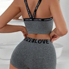 Mandotos love letter waist head camisole and women's boyshorts set, featuring comfortable fabric and playful design.