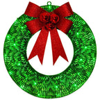 Mandotos Christmas wreath with luminous LED lights, metal garland, and bowknot for front door decoration, 50cm diameter.