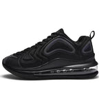 Mandotos men's casual black air cushion sneakers with breathable design and lace-up style, suitable for outdoor running and sports.