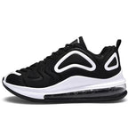 Mandotos men's casual black air cushion sneakers with breathable lace-up design, ideal for outdoor running and sports.