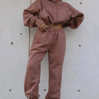 Mandotos women's autumn and winter casual hoodie coat and sports suit, featuring a cozy, stylish design for cold weather.