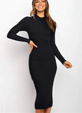 Mandotos women's solid color backless sweater dress with bow, fitted style, perfect for stylish occasions.