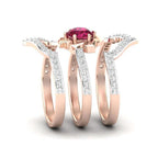 Rose gold flower ring from MANDOTOS, featuring an elegant design suitable for engagement or wedding band sets.