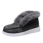 Mandotos snow boots for women with plush fur lining, warm winter ankle shoes suitable for cold weather.