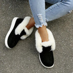 Mandotos women's snow boots with plush fur, warm winter ankle shoes, ideal for cold weather and snowy conditions.