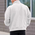 Mandotos men's solid color zipper sweatshirt with fleece lining, long sleeves, perfect for autumn and winter.