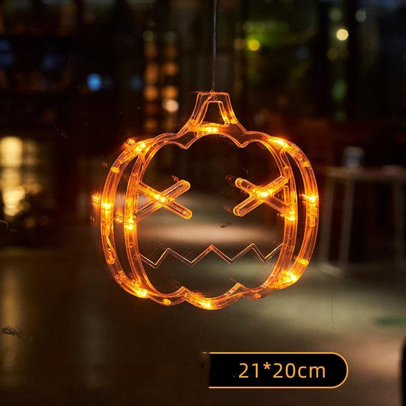 Mandotos Halloween LED window lights featuring spooky pumpkin, spider, and ghost designs for festive holiday decor.