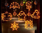 Mandotos Halloween LED window lights with spooky pumpkin, spider, and ghost designs for festive Halloween decoration.