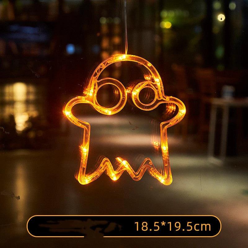 Mandotos Halloween LED window lights with spooky pumpkin, spider, and ghost designs for festive holiday decoration.