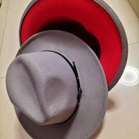 Mandotos stylish fedora hat with a color-blocked wool design, offering a trendy and chic accessory for fashion-forward looks.