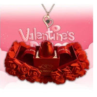Valentine's Day soap rose gift box with crystal pendant necklace set by MANDOTOS, featuring decorative soap roses and elegant jewelry.