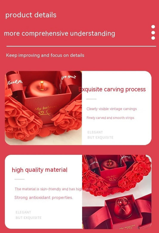 Valentine's Day soap rose gift box with crystal pendant necklace set by MANDOTOS, featuring decorative soap roses and elegant jewelry.