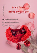 Valentine's Day soap rose gift box with crystal pendant necklace set by MANDOTOS, featuring decorative soap roses and elegant jewelry.