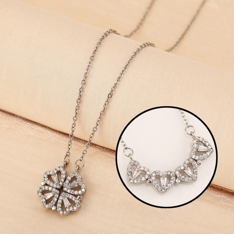 Mandotos four-leaf clover necklace made of light, non-fading titanium steel with a luxury, elegant design.
