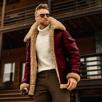 Mandotos men's winter military fleece jacket with fur collar, tactical coat, warm and durable for cold weather outdoor wear.
