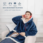 Mandotos winter TV hoodie blanket, oversized warm pullover with pockets for women and men, cozy home winter clothing.