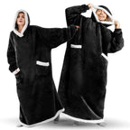 Mandotos winter TV hoodie blanket, oversized warm pullover with pockets for men and women, cozy home wear for cold weather.