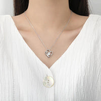 Mandotos zircon double love necklace with rhinestones featuring a sparkling heart-shaped pendant for elegant style.