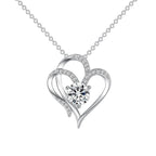 Mandotos zircon double love necklace with sparkling rhinestones and heart-shaped design for elegant style.